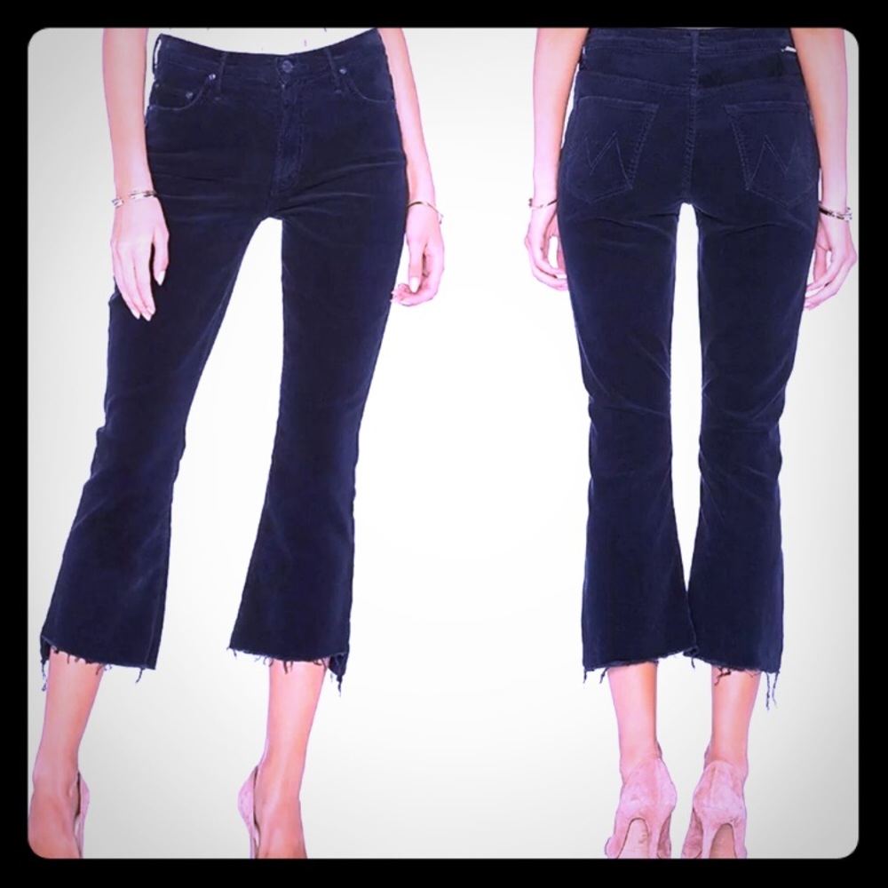MOTHER Black Insider Crop Step Fray Jeans Sz 29